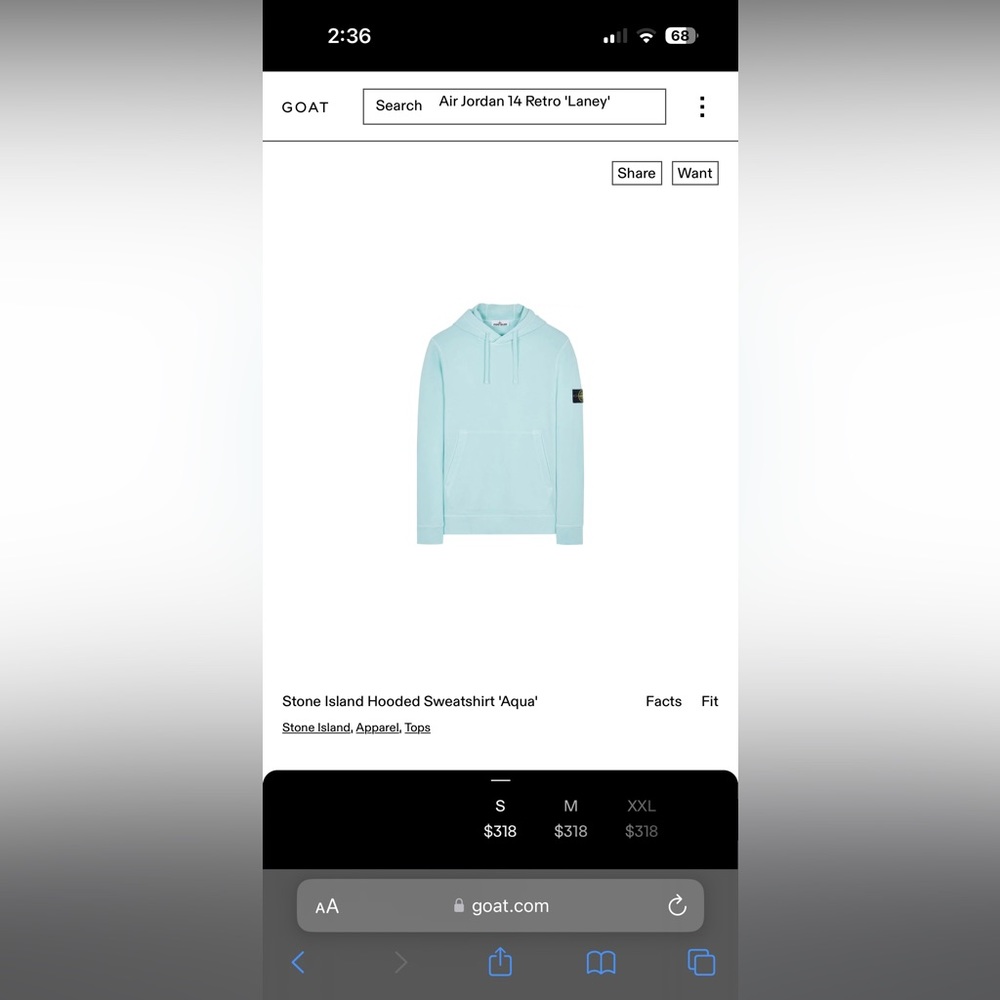 Stone Island Aqua Sweatshirt Size S